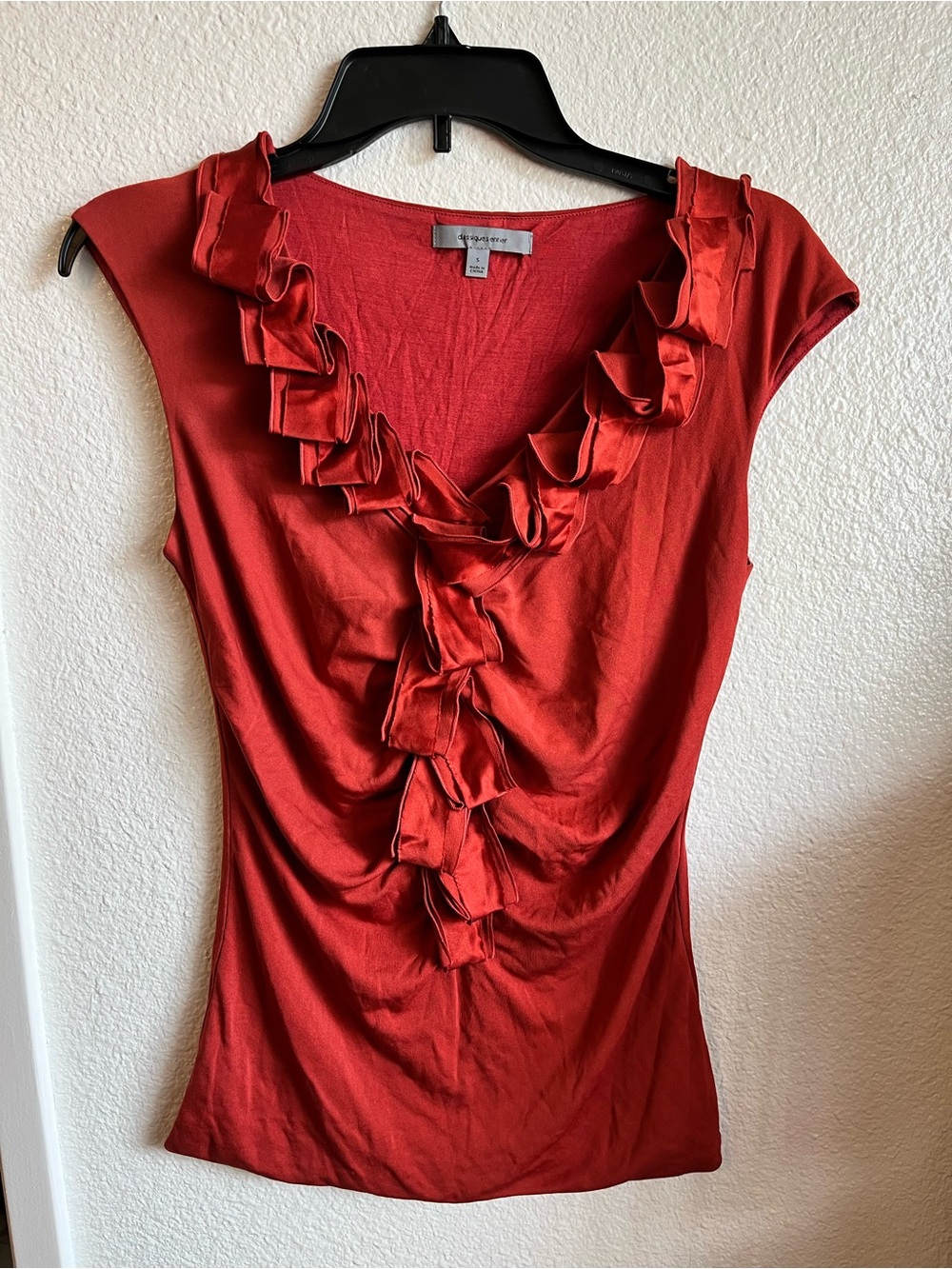 Silk Ruffled Burnt Orange Blouse